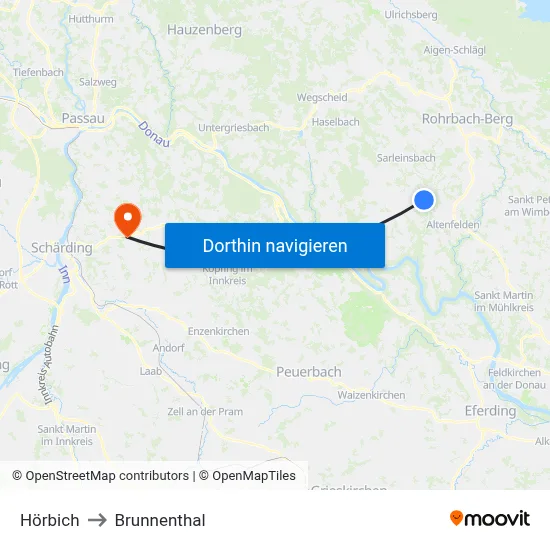 Hörbich to Brunnenthal map