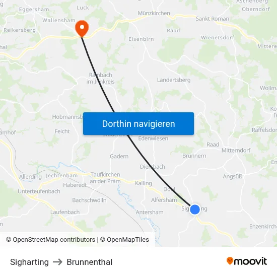 Sigharting to Brunnenthal map