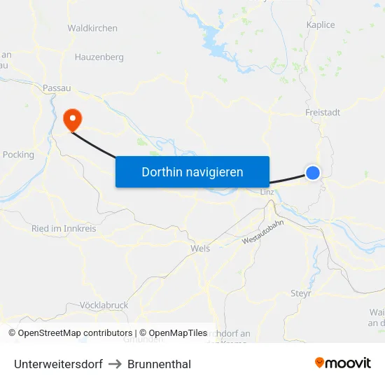 Unterweitersdorf to Brunnenthal map