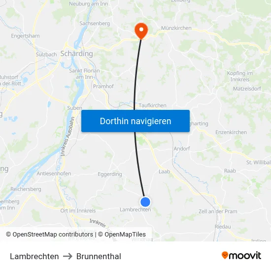 Lambrechten to Brunnenthal map