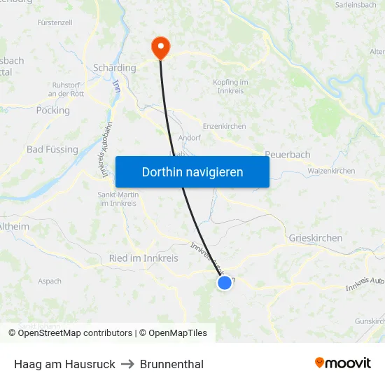 Haag am Hausruck to Brunnenthal map