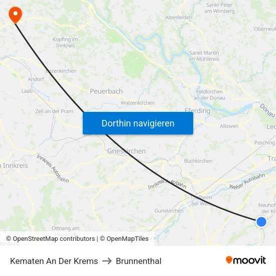 Kematen An Der Krems to Brunnenthal map