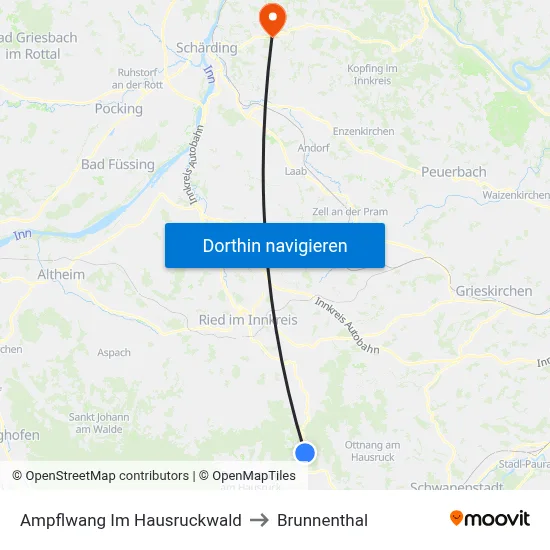 Ampflwang Im Hausruckwald to Brunnenthal map