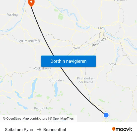 Spital am Pyhrn to Brunnenthal map
