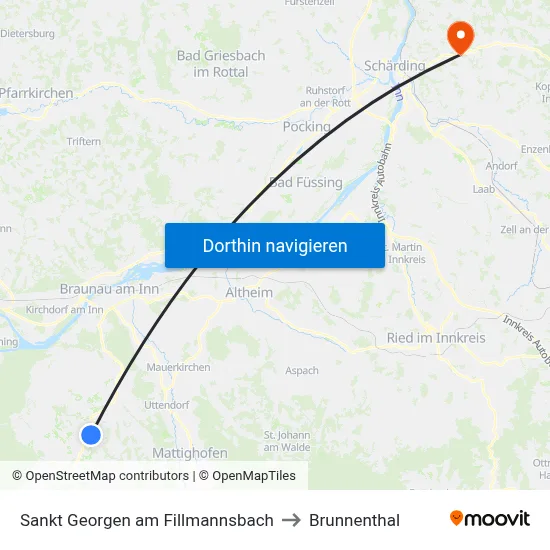 Sankt Georgen am Fillmannsbach to Brunnenthal map