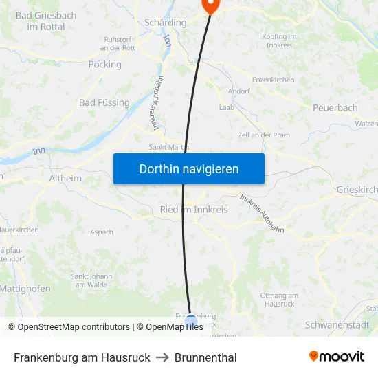 Frankenburg am Hausruck to Brunnenthal map