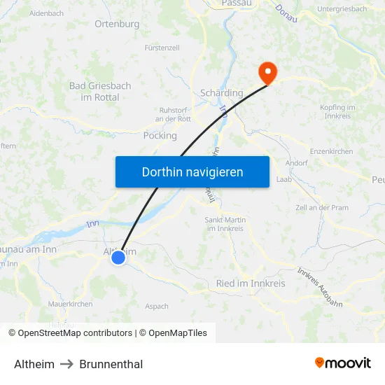 Altheim to Brunnenthal map