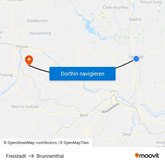 Freistadt to Brunnenthal map