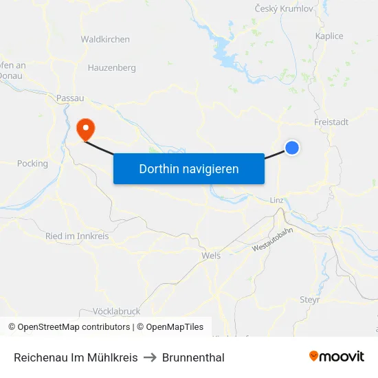 Reichenau Im Mühlkreis to Brunnenthal map