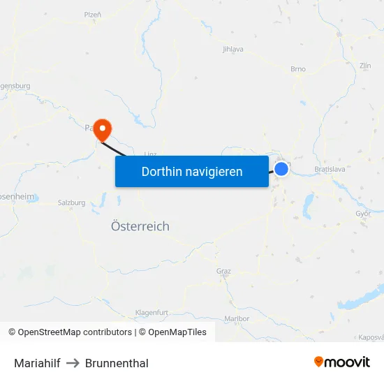 Mariahilf to Brunnenthal map