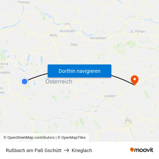Rußbach am Paß Gschütt to Krieglach map