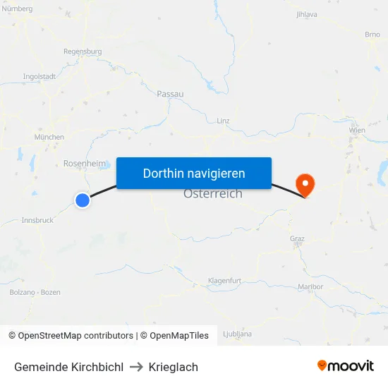 Gemeinde Kirchbichl to Krieglach map