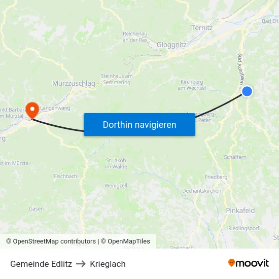 Gemeinde Edlitz to Krieglach map