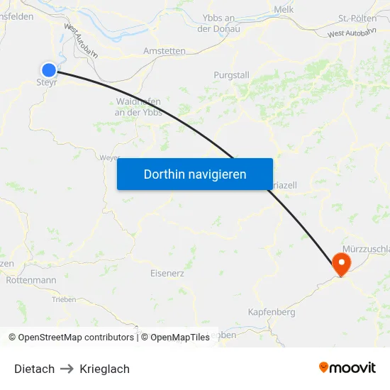 Dietach to Krieglach map