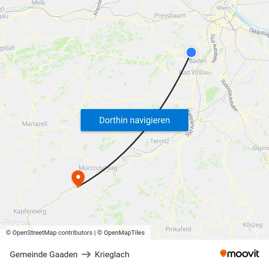 Gemeinde Gaaden to Krieglach map