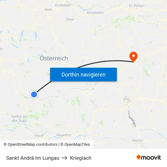 Sankt Andrä Im Lungau to Krieglach map