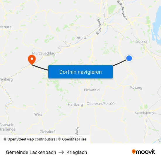 Gemeinde Lackenbach to Krieglach map