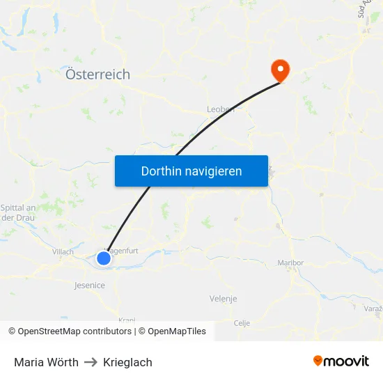 Maria Wörth to Krieglach map