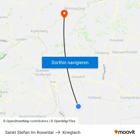Sankt Stefan Im Rosental to Krieglach map