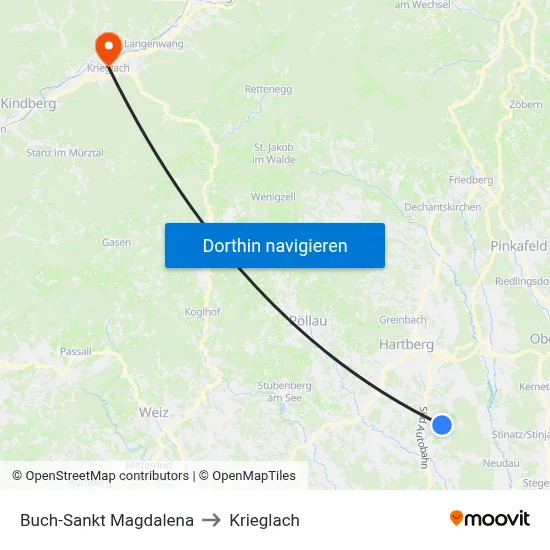 Buch-Sankt Magdalena to Krieglach map
