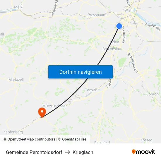 Gemeinde Perchtoldsdorf to Krieglach map
