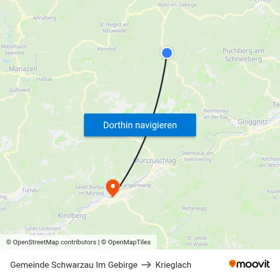 Gemeinde Schwarzau Im Gebirge to Krieglach map
