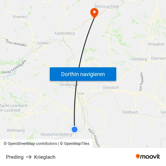 Preding to Krieglach map