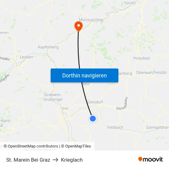 St. Marein Bei Graz to Krieglach map