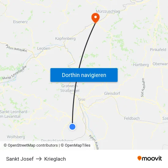 Sankt Josef to Krieglach map