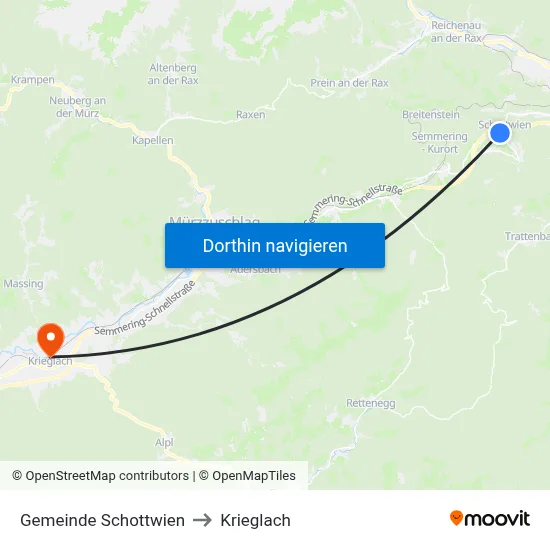 Gemeinde Schottwien to Krieglach map
