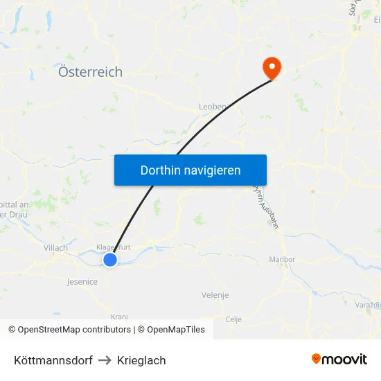 Köttmannsdorf to Krieglach map
