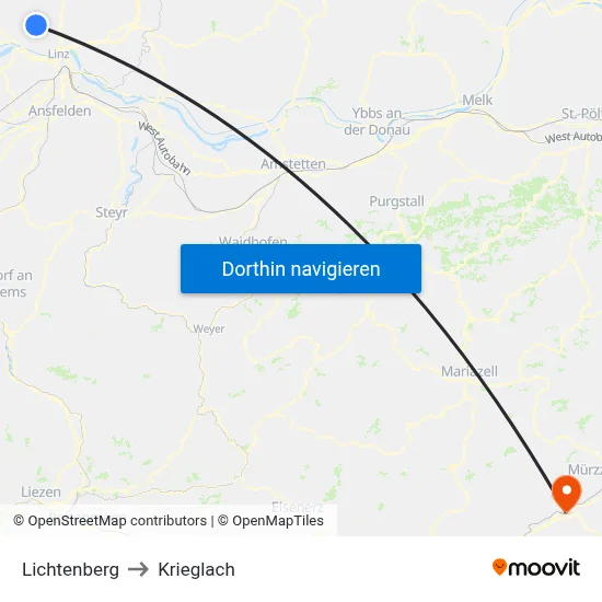 Lichtenberg to Krieglach map
