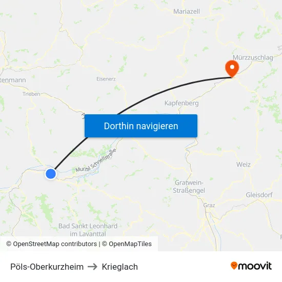 Pöls-Oberkurzheim to Krieglach map