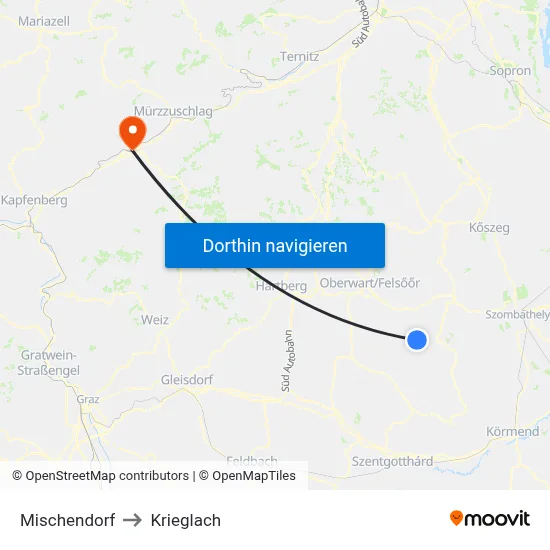 Mischendorf to Krieglach map