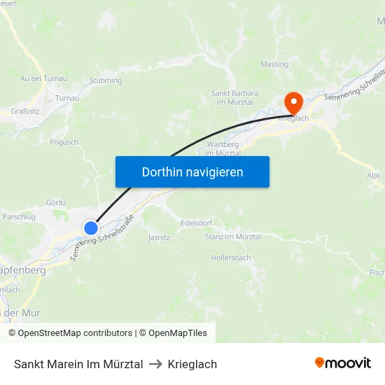 Sankt Marein Im Mürztal to Krieglach map