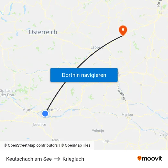 Keutschach am See to Krieglach map