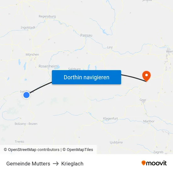 Gemeinde Mutters to Krieglach map