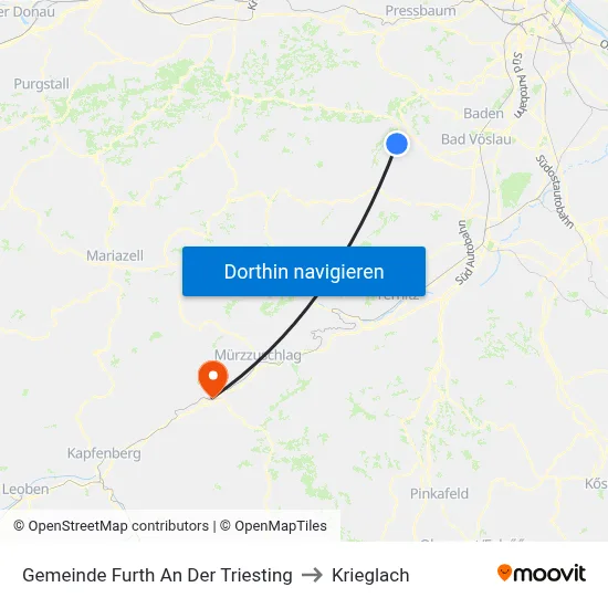 Gemeinde Furth An Der Triesting to Krieglach map