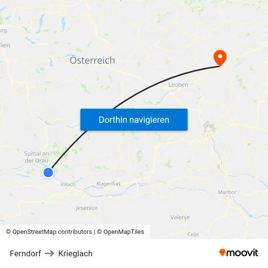 Ferndorf to Krieglach map