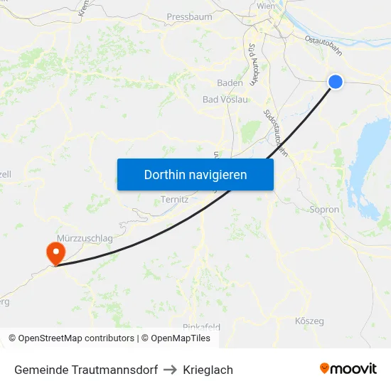 Gemeinde Trautmannsdorf to Krieglach map