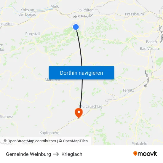 Gemeinde Weinburg to Krieglach map