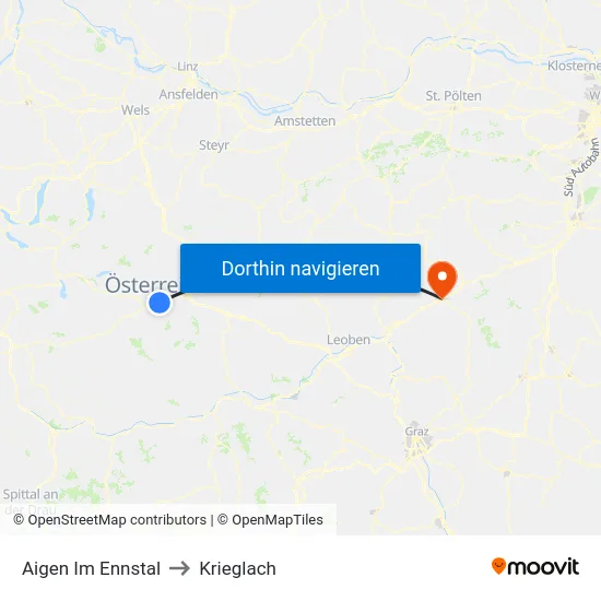 Aigen Im Ennstal to Krieglach map