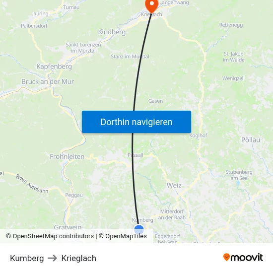 Kumberg to Krieglach map