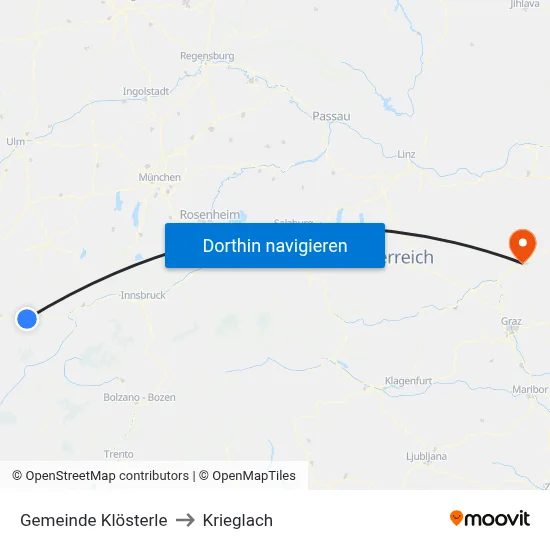 Gemeinde Klösterle to Krieglach map