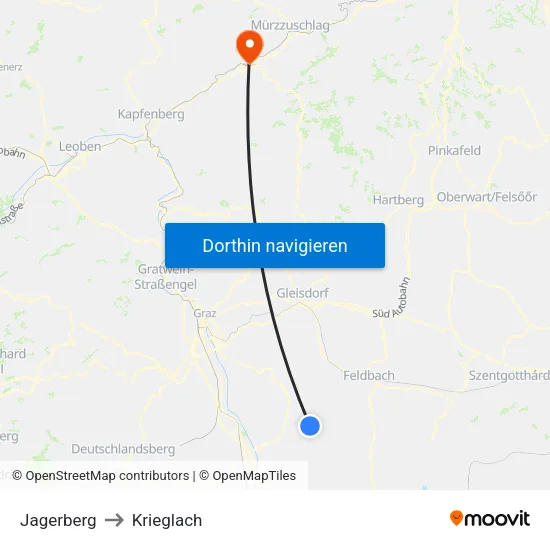 Jagerberg to Krieglach map