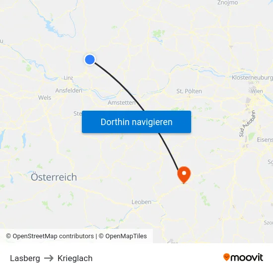 Lasberg to Krieglach map