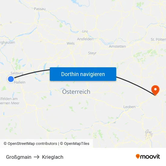 Großgmain to Krieglach map