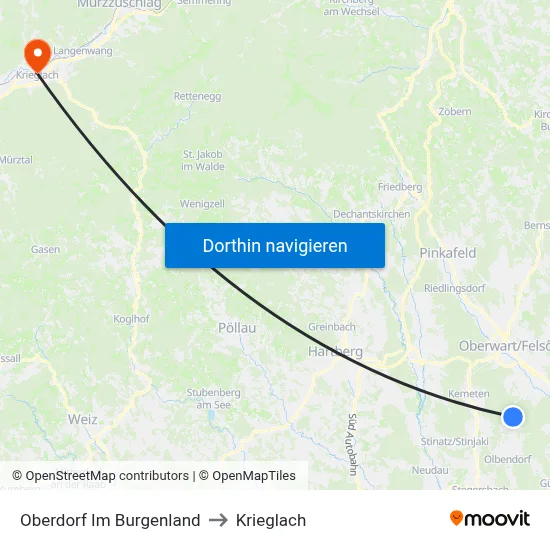 Oberdorf Im Burgenland to Krieglach map