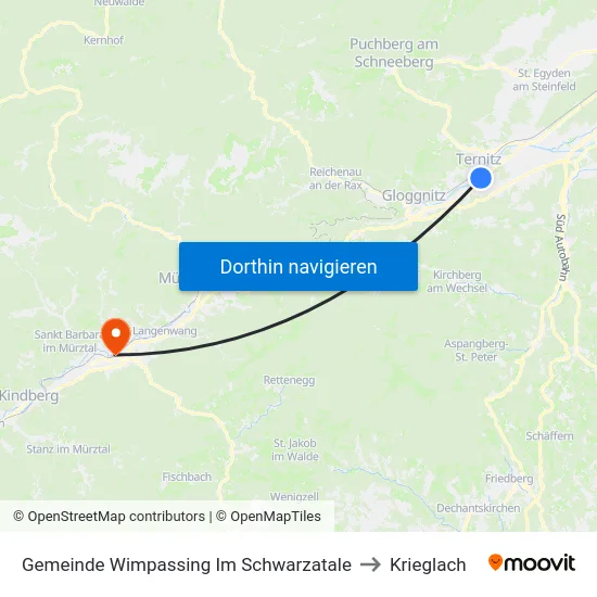 Gemeinde Wimpassing Im Schwarzatale to Krieglach map