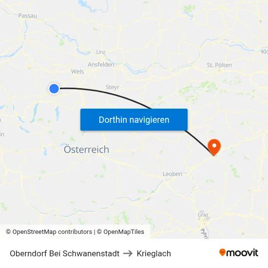 Oberndorf Bei Schwanenstadt to Krieglach map